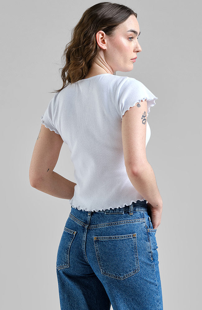 Dedicated Rib top in white organic cotton for women | Sophie Stone