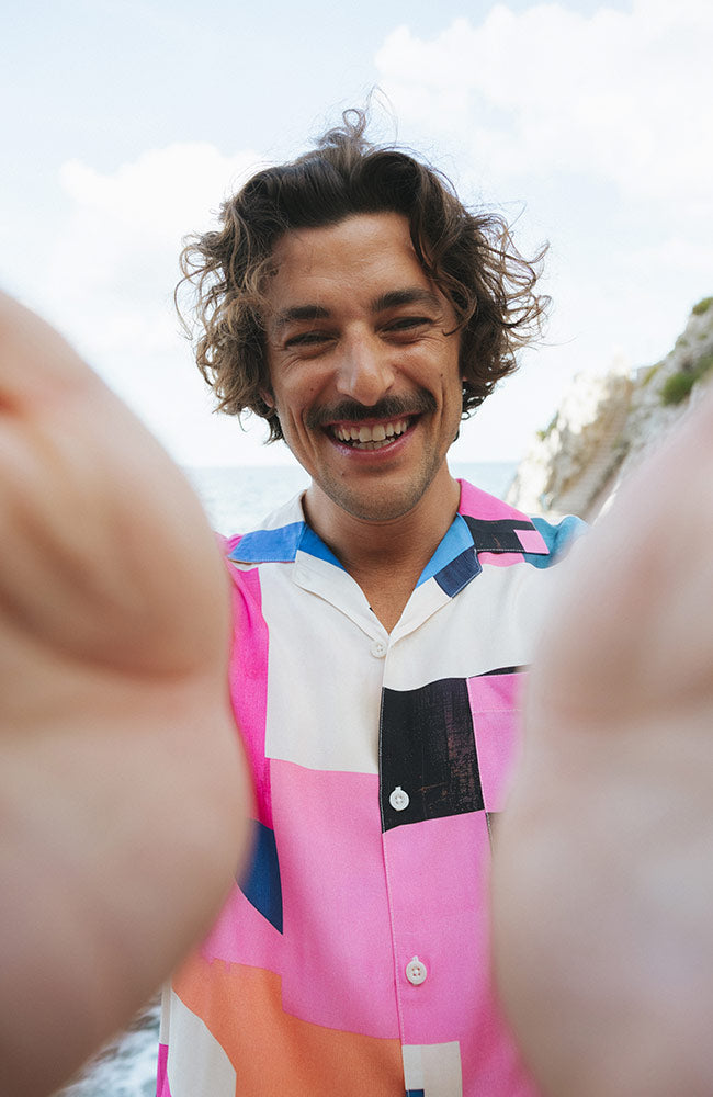 Dedicated Marstrand Shirt, Multi-Abstract Ecovero, for Men | Sophie Stone