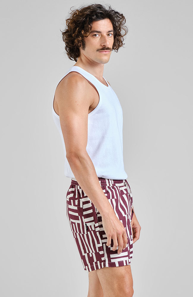 Dedicated Essingen Shorts, Fig Red, Organic Cotton, Men's | Sophie Stone