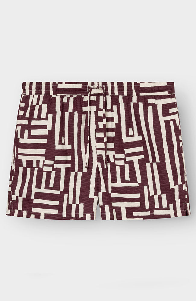 Dedicated Essingen Shorts, White and Red, Made from Organic Cotton, for Men | Sophie Stone