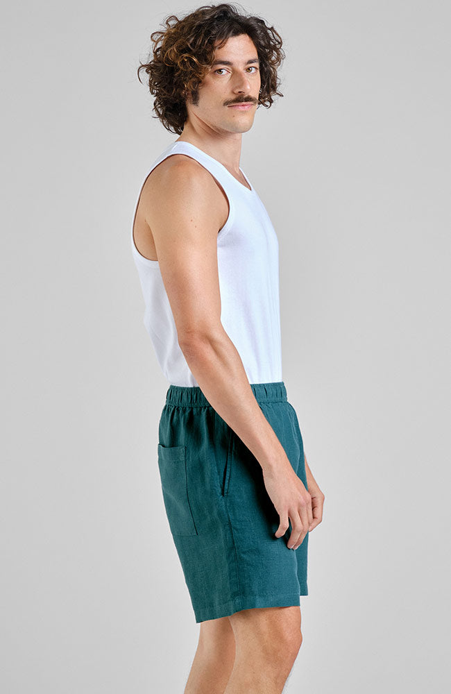 Dedicated Sibbarp Shorts, Green, 100% Linen, Men's | Sophie Stone