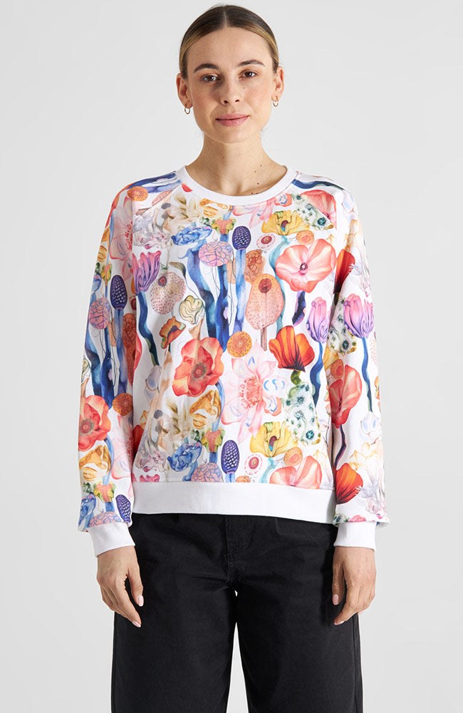 Dedicated Ystad Sweater with Fantasy Flowers, Organic Cotton, Women's | Sophie Stone