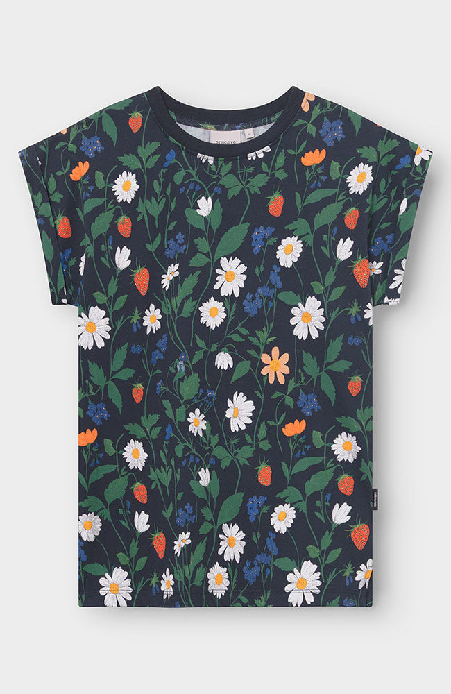 Dedicated Visby Strawberry T-Shirt, Black, Organic Cotton, Women's | Sophie Stone