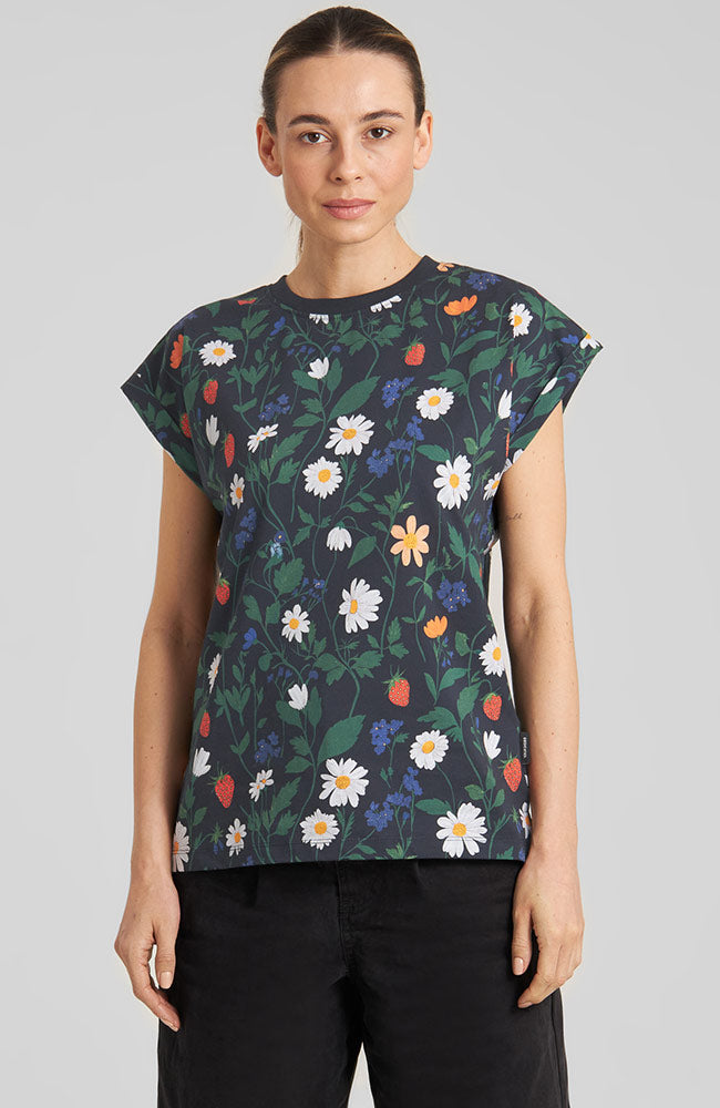 Dedicated Visby Strawberry T-Shirt, Black, Organic Cotton, Women's | Sophie Stone