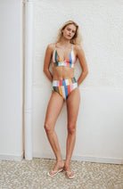Dedicated Bikini Top Alva stripes multi made from recycled polyester women | Sophie Stone 
