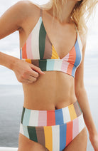 Dedicated Bikini Top Alva stripes multi color made from recycled polyester women's | Sophie Stone 