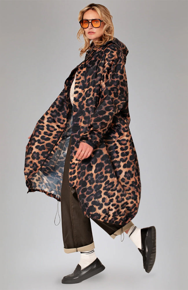 Rainkiss Dark Leopard brown black raincoat RPET unisex | Sophie Stone