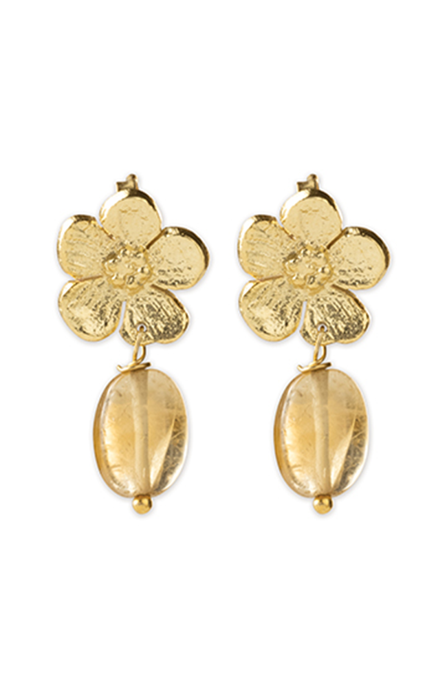 A Beautiful Story Ember citrien oorbellen verguld goud dames | Sophie Stone