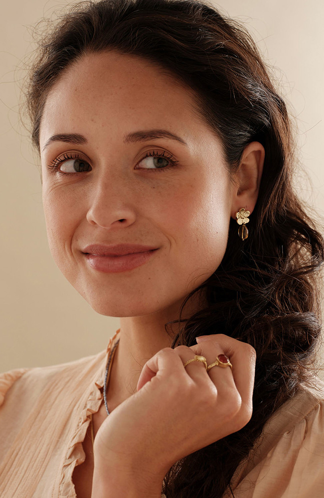 A Beautiful Story Ember citrien oorbellen verguld goud vrouw | Sophie Stone