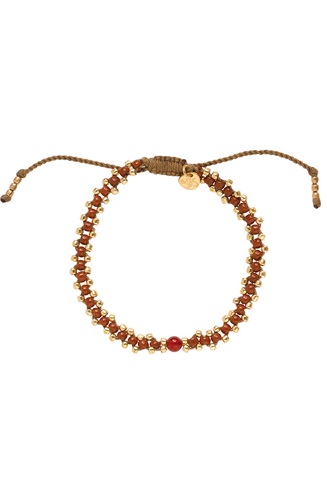 A Beautiful Story Eternal bracelet carnelian of brass beads for women | Sophie Stone