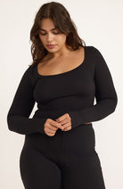 Organic Basics Scoopneck longsleeve black including organic cotton for women | Sophie Stone