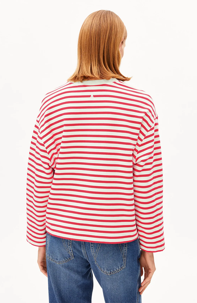 ARMEDANGELS Frankaa stripe sweater red organic cotton women's | Sophie Stone