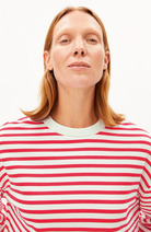 ARMEDANGELS Frankaa stripe sweater mars red organic cotton women's | Sophie Stone