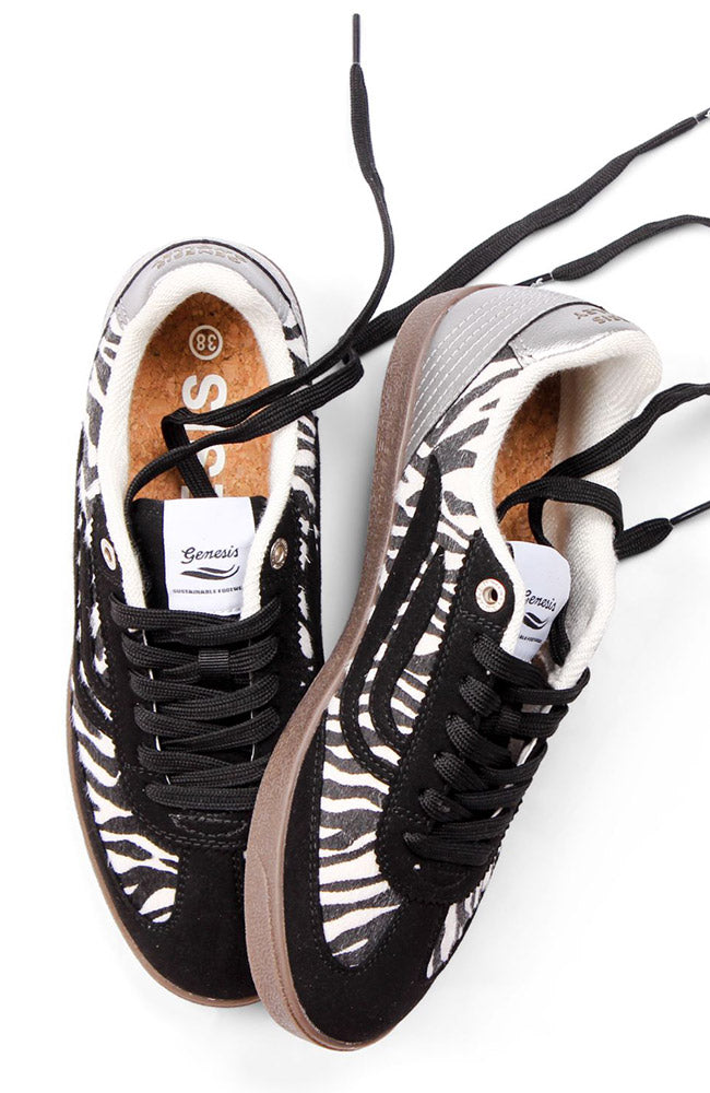 G-volley animal sneaker Black Zebra Silver vegan leer dames | Sophie Stone