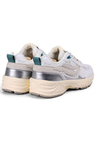 G-Eco '99 Gray-Bottomed Sneaker, White and Silver, Vegan Leather, Women's | Sophie Stone