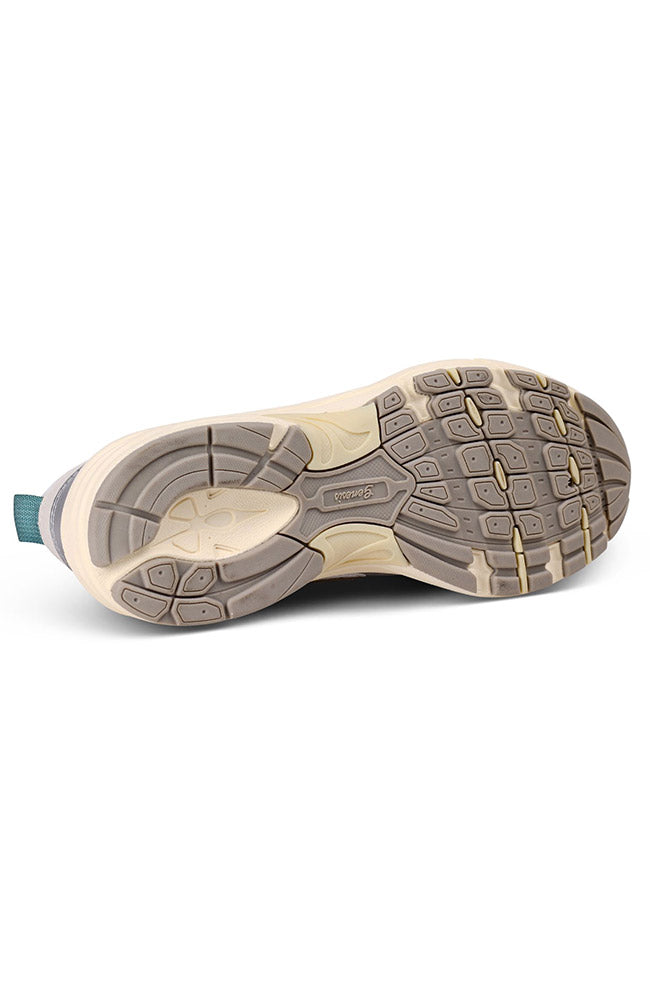 G-Eco '99 Gray-Bottomed Sneaker in White, Beige, and Silver Vegan Leather for Women | Sophie Stone