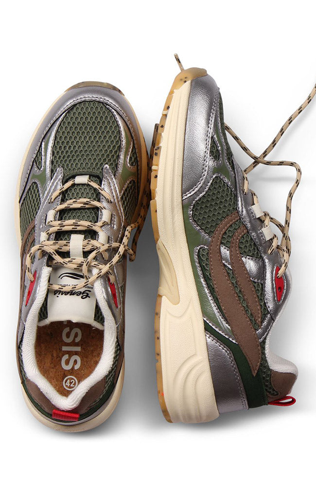 Genesis G-eco 99 spotted sole sneaker groen zilver bruin vegan leer dames | Sophie Stone