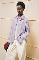 ARMEDANGELS gestreepte blouse moonlit lilac van 100% bio katoen dames | Sophie Stone