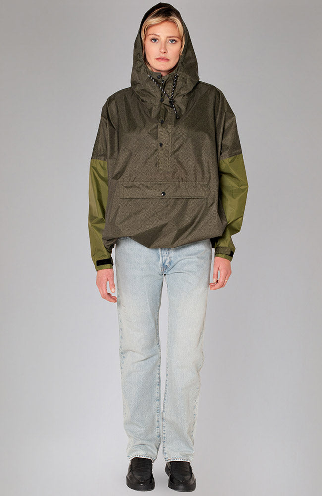 Rainkiss Herringbone Anorak regenponcho van gerecycled PET uniseks | Sophie Stone