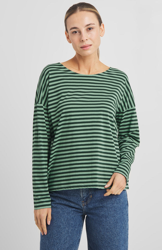 Dedicated Humledal stripes top granite green bio katoen vrouw | Sophie Stone