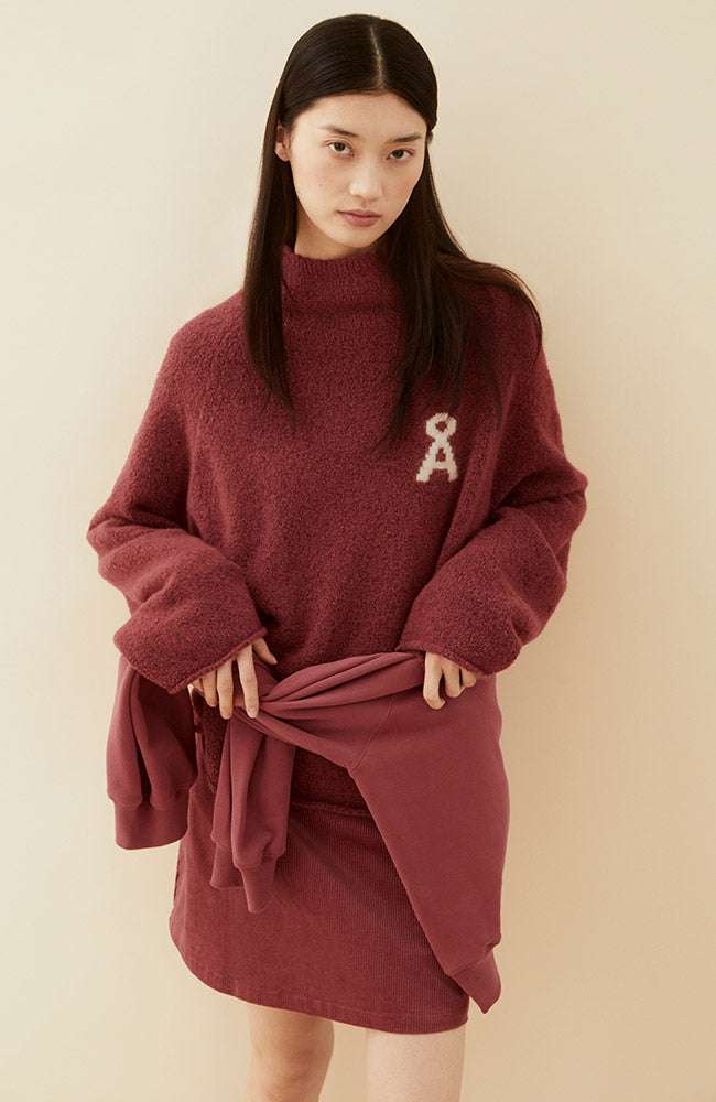 ARMEDANGELS Iconic boucle trui velvet ember rood van wol voor dames | Sophie Stone