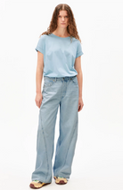 ARMEDANGELS Idaara t-shirt blue glow made from organic cotton for women | Sophie Stone