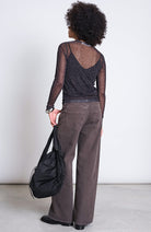 JAN 'N JUNE Dora mesh top dark leo van 94% gerecycled polyester vrouw | Sophie Stone
