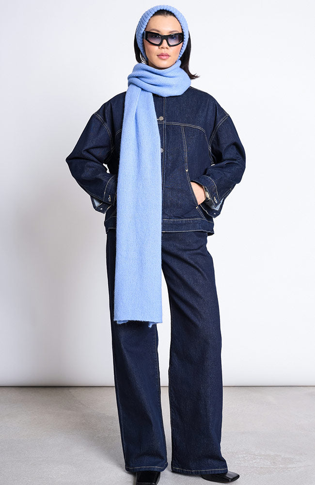 JAN N JUNE Ross sjaal blauw van GOTS bio katoen dames | Sophie Stone