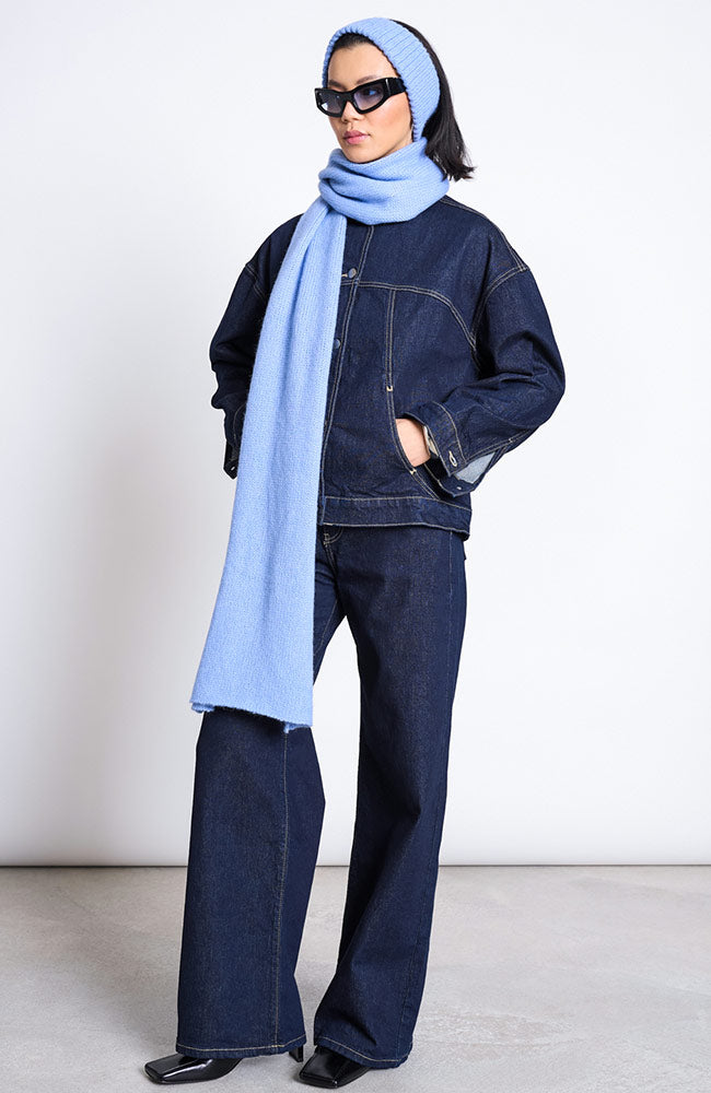 JAN N JUNE Ross sjaal blauw van GOTS bio katoen dames | Sophie Stone
