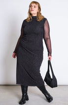 JAN 'N JUNE Zaldi mesh jurk dark leo van o.a. 94% gerecycled polyester dames | Sophie Stone