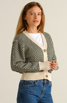 Dedicated Kanan vest bubble knit groen GOTS 100% biologisch katoen dames | Sophie Stone 