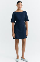 Thinking MU Kieran Dress in Blue Organic Cotton and Hemp for Women | Sophie Stone