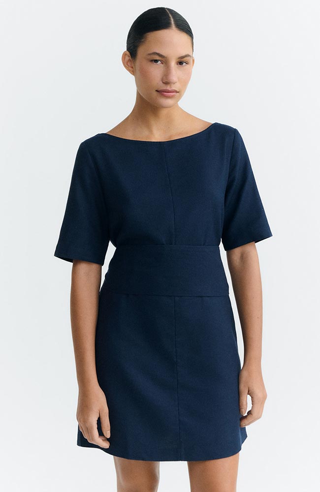 Thinking MU Kieran Dress in Blue Organic Cotton and Hemp for Women | Sophie Stone