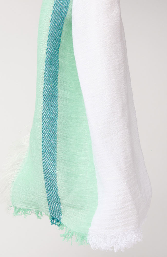 Lanius linnen sjaal groen met wit duurzaam | Sophie Stone