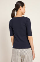 Lanius T-shirt rib blue with lace | Sophie Stone