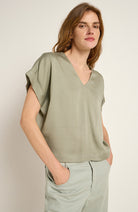 Lanius TENCEL blouse aquagrey for women | Sophie Stone