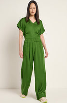 Lanius TENCEL wideleg pants green for women | Sophie Stone