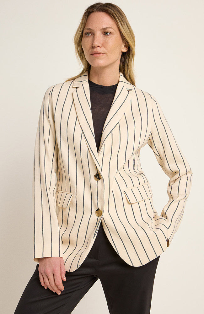 Lanius Linen blazer stripes cream made of linen and organic cotton for women | Sophie Stone