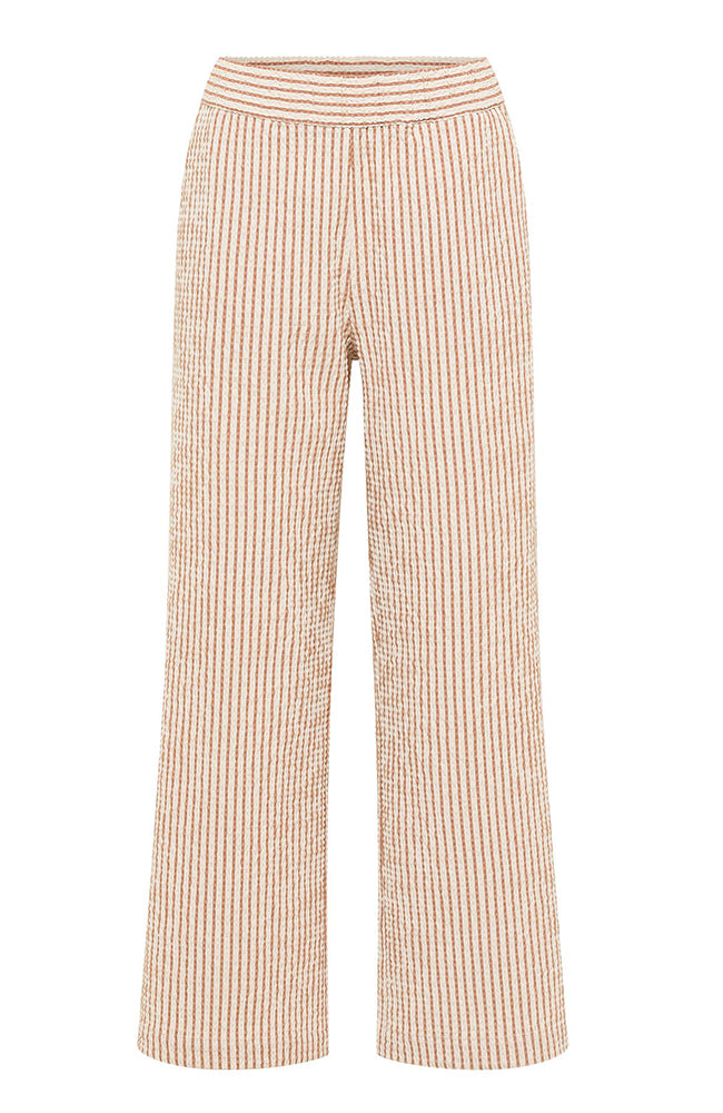 Lanius Pants stripe off white mocha in organic cotton | Sophie Stone