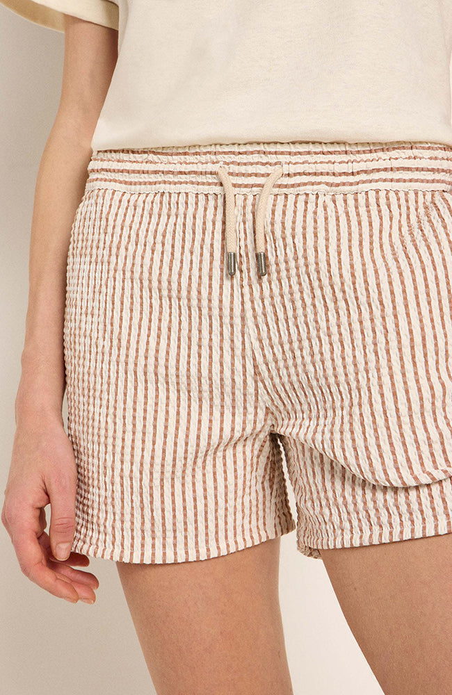 Lanius Shorts gestreift off white mocha aus Bio-Baumwolle für Frauen | Sophie Stone