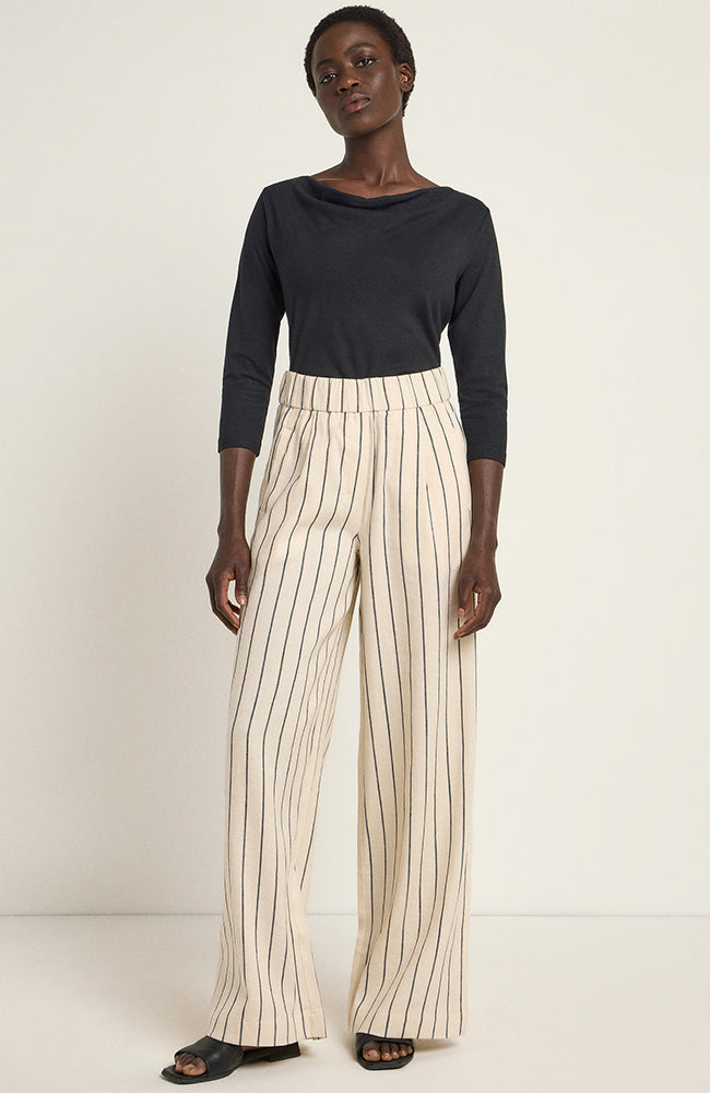 Lanius Linen pants stripes cream made of linen and organic cotton for women | Sophie Stone