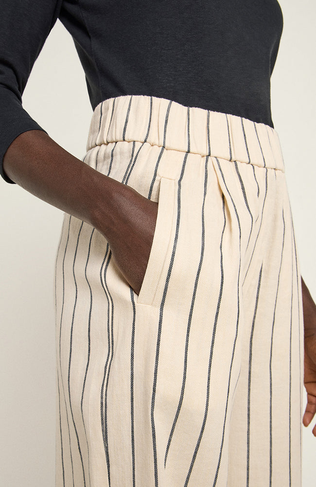 Lanius Linen pants stripes cream for women | Sophie Stone