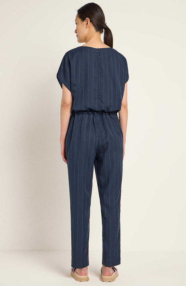 Lanius Pinstripe jumpsuit navy made of Lyocell TENCEL | Sophie Stone