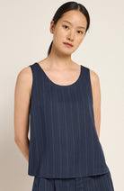 Lanius top pinstripe navy in Lyocell TENCEL | Sophie Stone