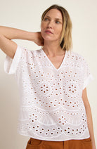 Lanius embroidery blouse organic cotton white | Sophie Stone