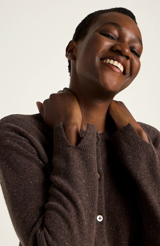 LANIUS Boxy cardigan dark wood including organic cotton | Sophie Stone