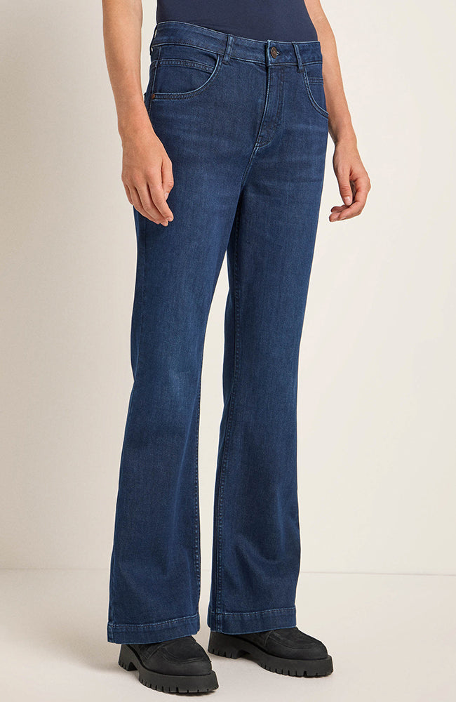 Lanius Flared high-waist jeans dark blue from organic cotton for women | Sophie Stone