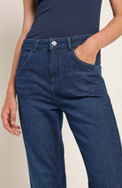 Lanius Flared high-waist jeans dark blue from organic cotton for women | Sophie Stone