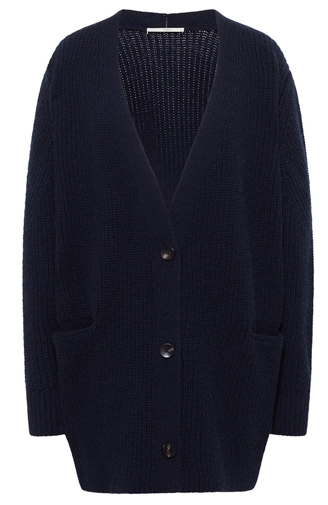 LANIUS knitted long cardigan midnight blue from sustainable materials | Sophie Stone