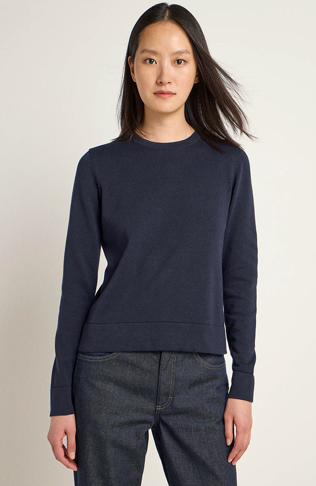 Lanius fine-knit sweater dark blue in organic cotton for women | Sophie Stone